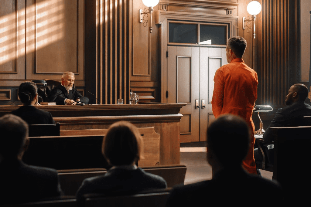 Initial appearance in the courtroom.